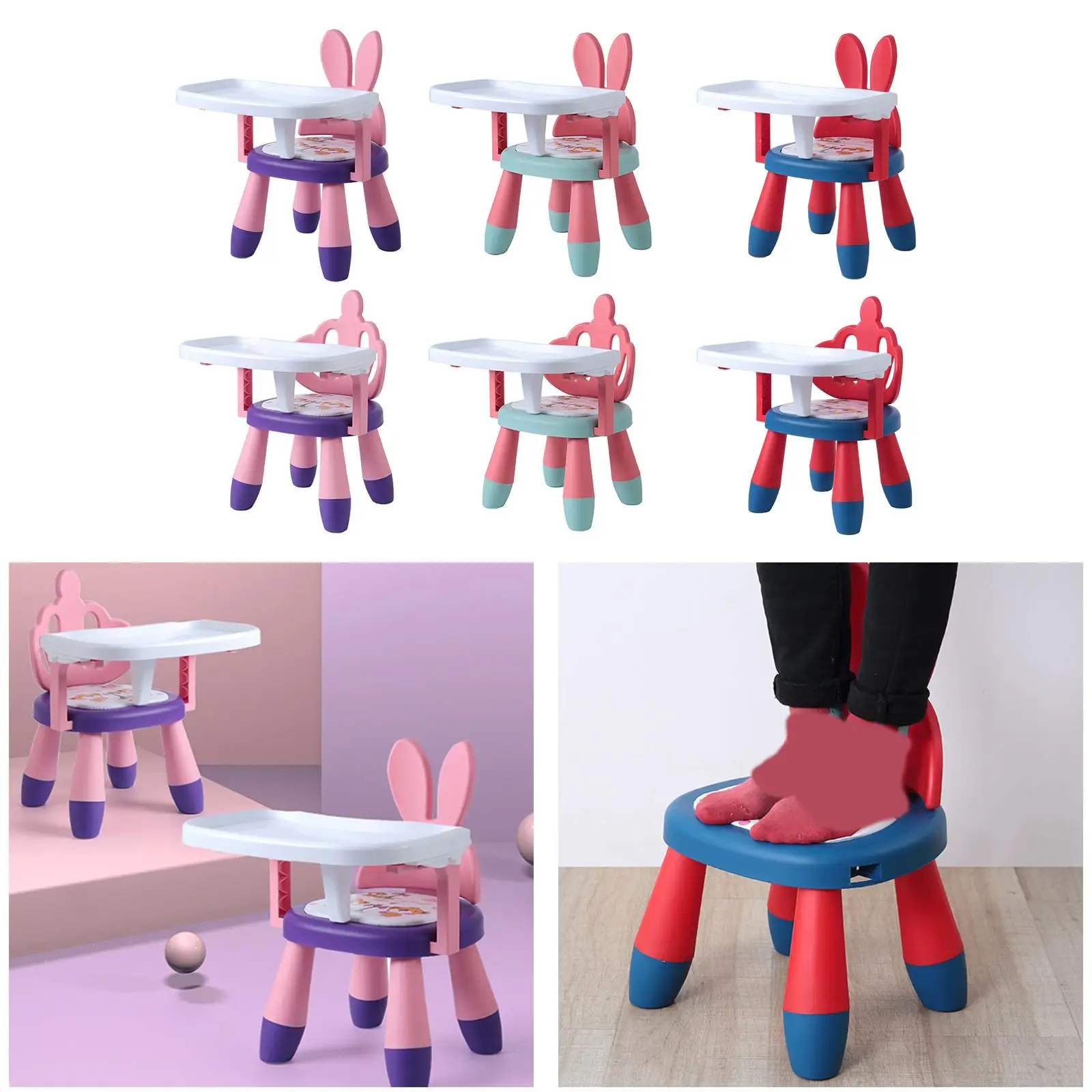 Portable Baby Eating PVC Seat with Adjustable Tray Antiskid Dining Table Low Stool Compact for Toddler Camping Heimreise