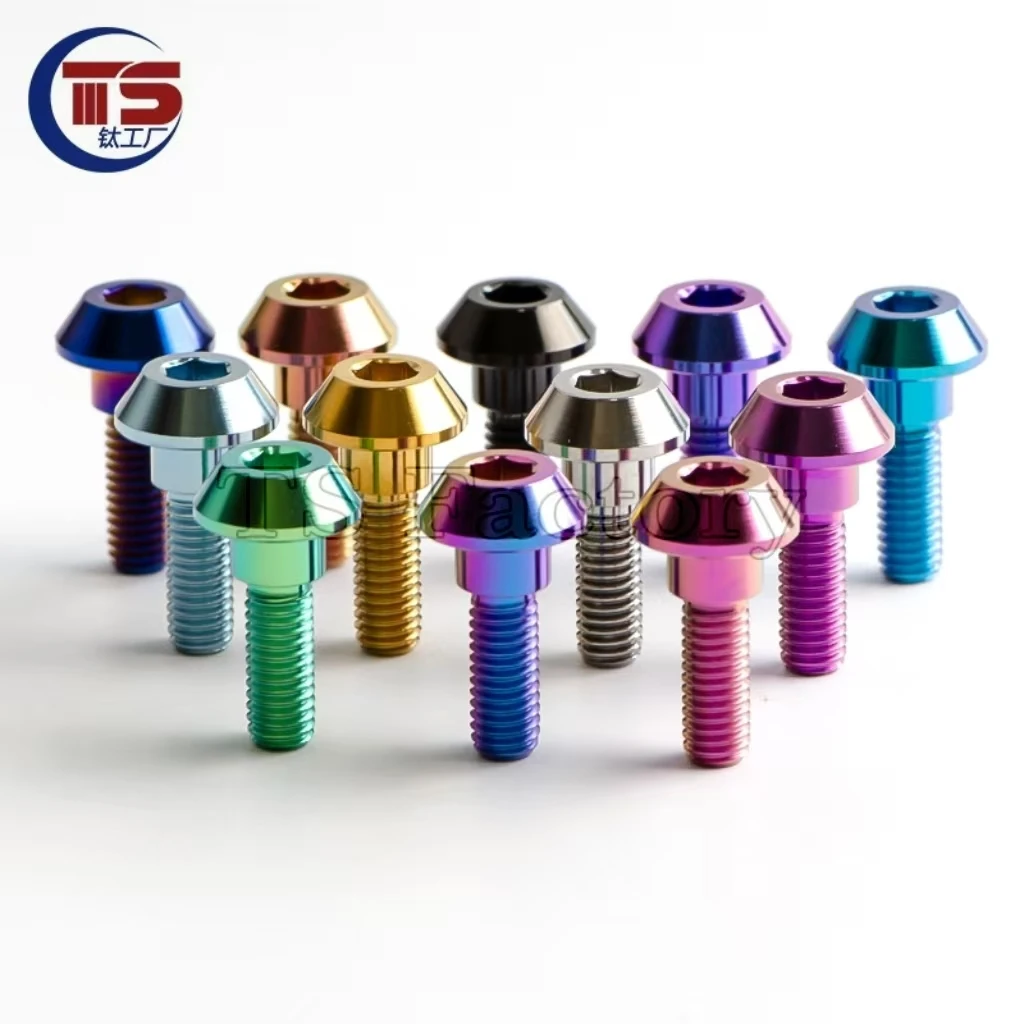 TS 10pcs Titanium Alloy Screws M6X20 Umbrella Head Hex Socket with Steps for Motorcycle Fairing Mudguard Decoration, High Hardne