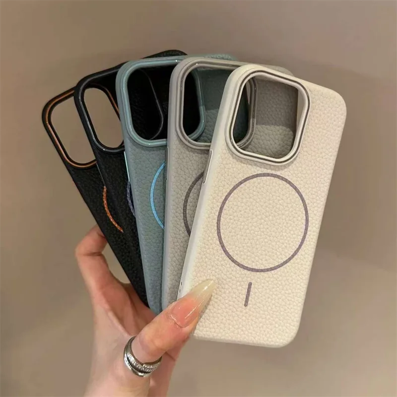 

Чехол для телефона с личи-линиями на магнитной присоске для iPhone 16, 15, 14, 13, 12, 11 Pro Max Plus YSK с защитой от царапин, не печати, чистые материалы