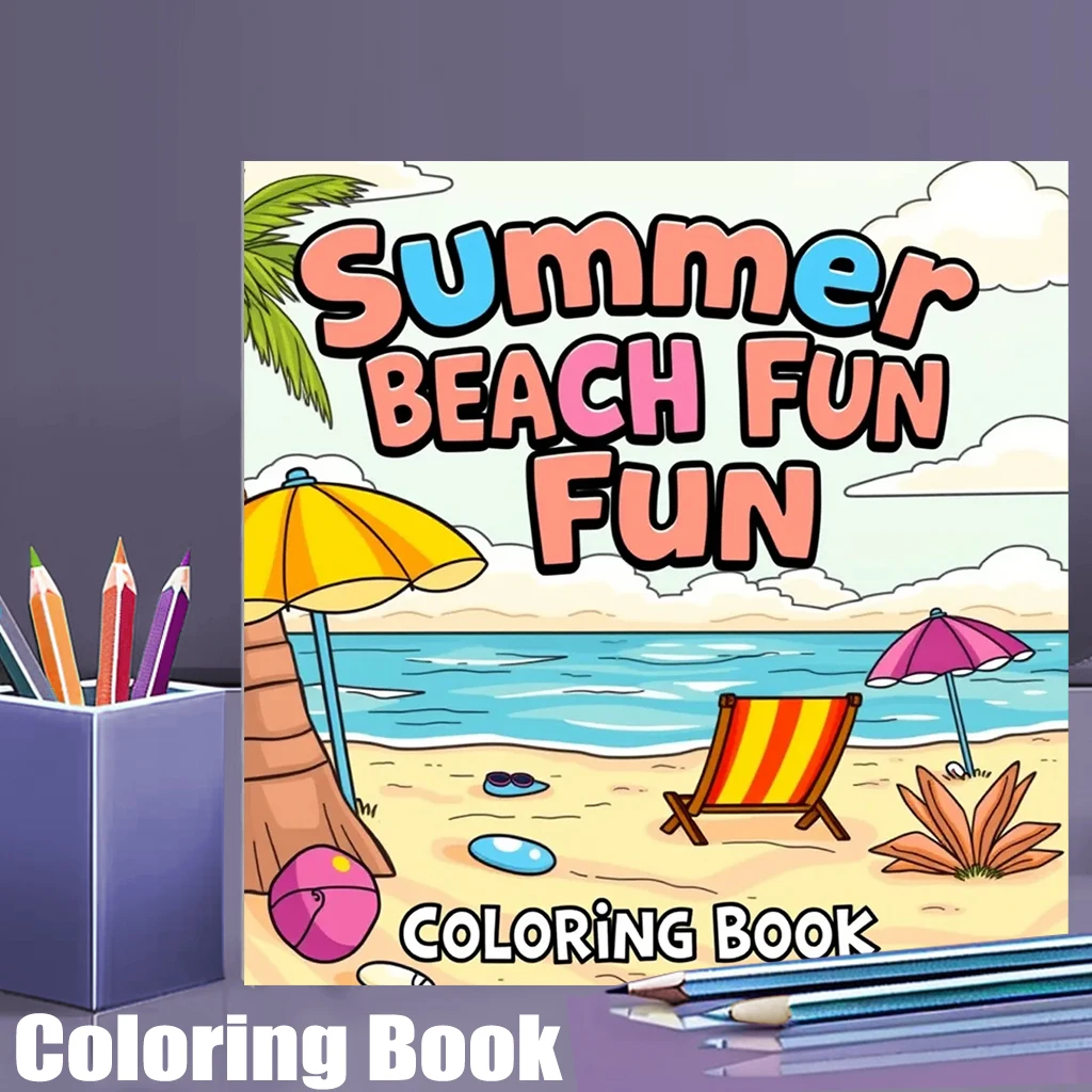 

28-страничная оригинальная книжка-раскраска для летнего пляжа для взрослых | Раскраска, принадлежности для рисования на Рождество, День Благодарения