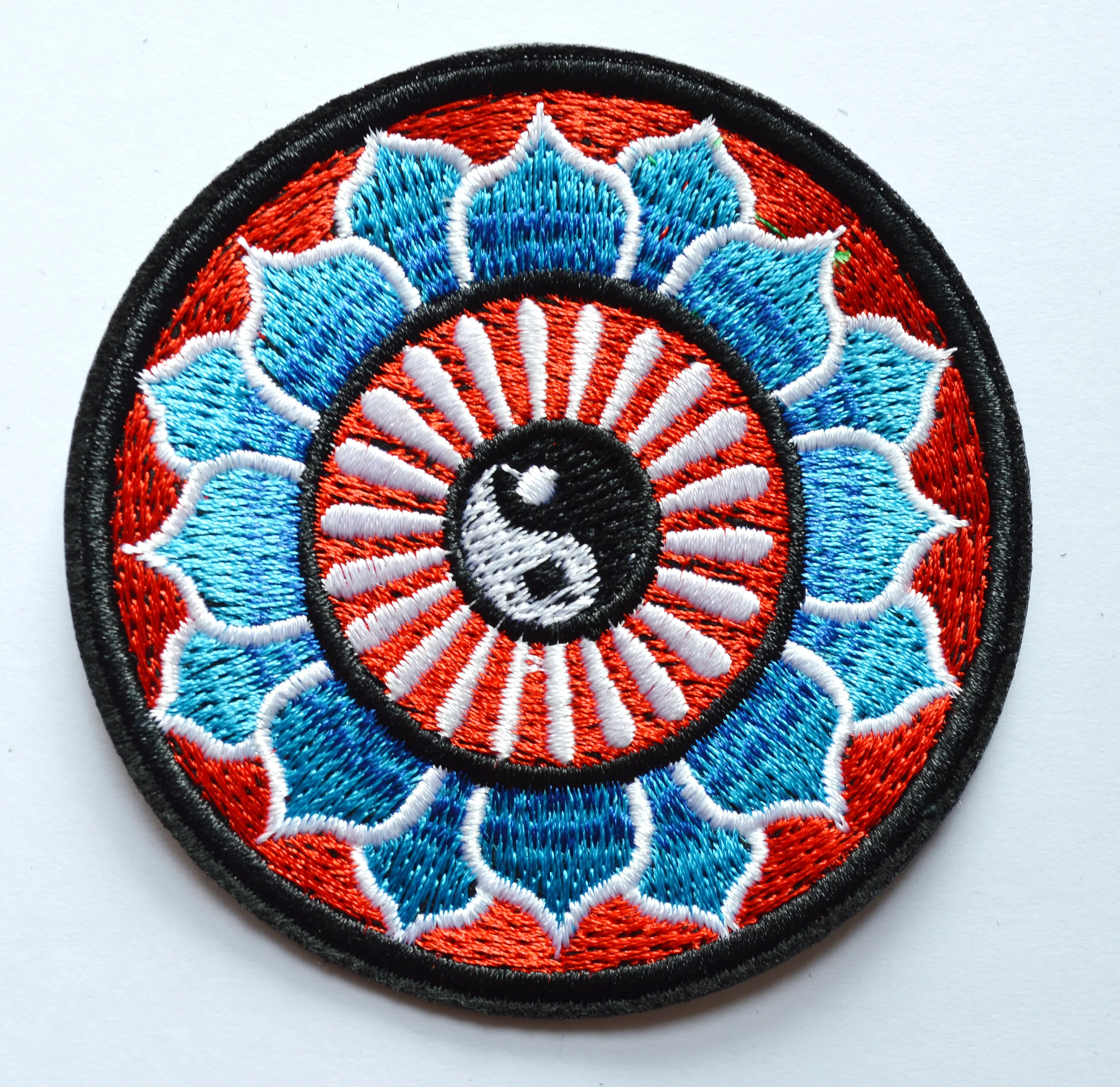 YOGA Aum om infinity hindu indian LOTUS retro hippie Iron On patch (≈  7.7 cm)