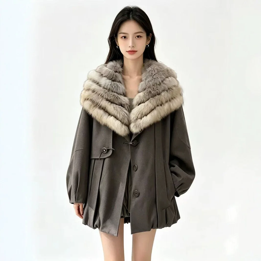 Winter Euro New Women's Down Jacket Fox Fur Loose Commuting Fashion Windproof Jacket