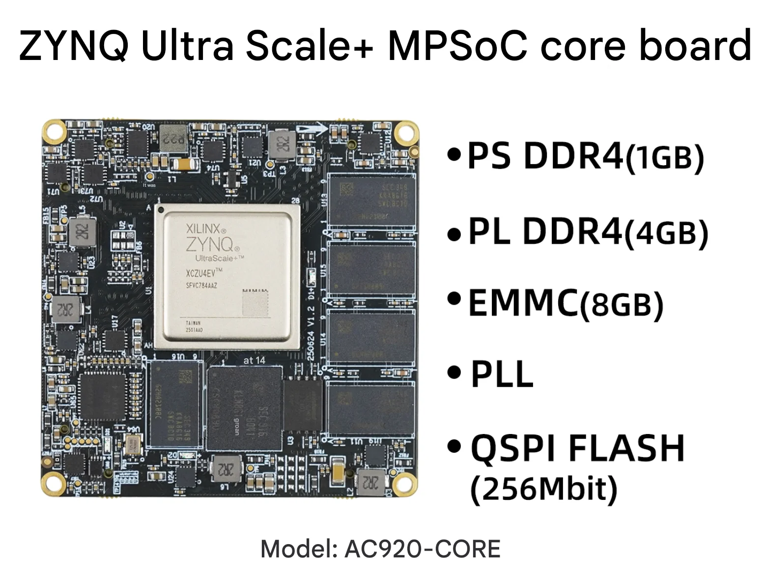 

Промышленная плата Xilinx ZYNQ UltraScale+ MPSoC Core Board XCZU4EV DDR4 AC920-CORE
