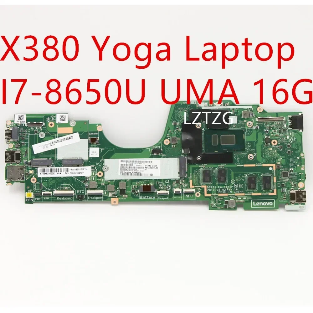 

Motherboard For Lenovo ThinkPad X380 Yoga Laptop Mainboard I7-8650U UMA 16G 02DA028 5B20X01215