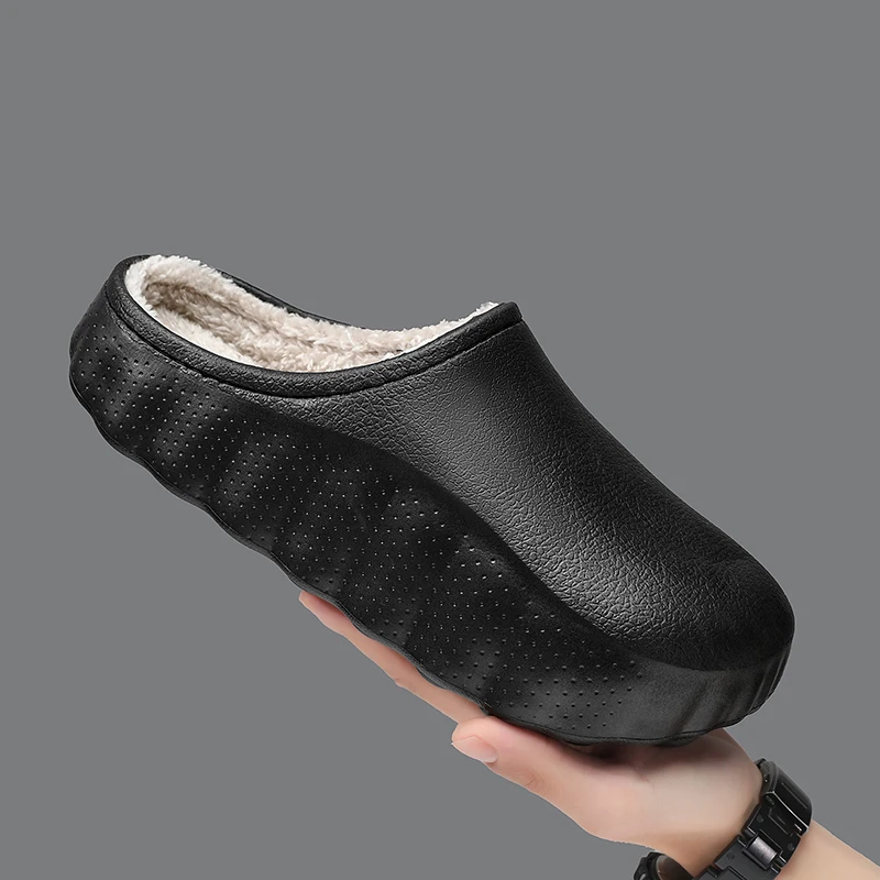 Autumn Winter New Men's Cotton Slippers Outdoor Boots Indoor Fur Warm Slippers Shoes Male Women Anti-slip Home Plush Slippers
