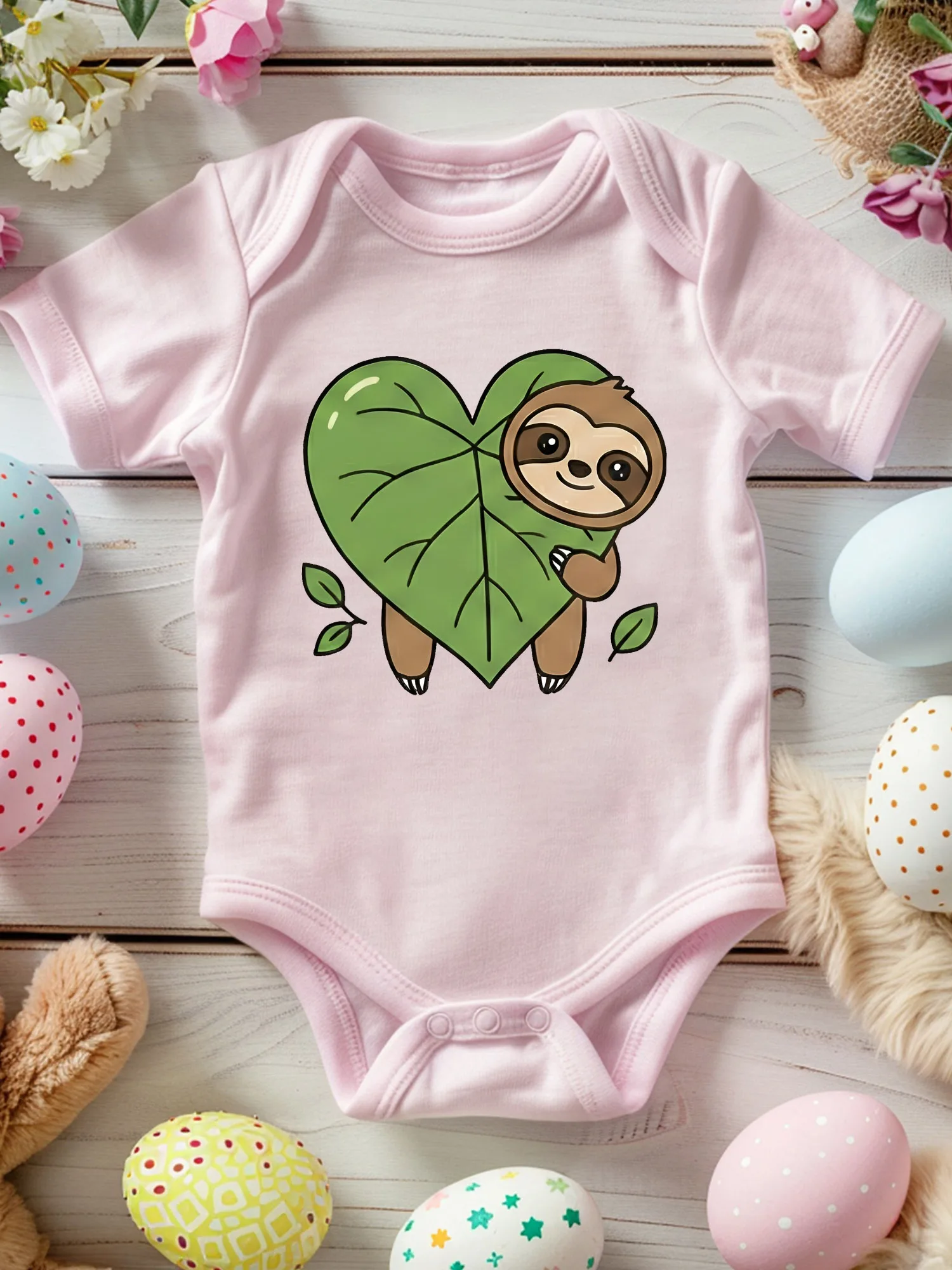 

Детский костюм для ползания с большим сердцем, листом и ленивцем, мягкий комбинезон из 100% хлопка, розовое боди для всей семьи 190GSM