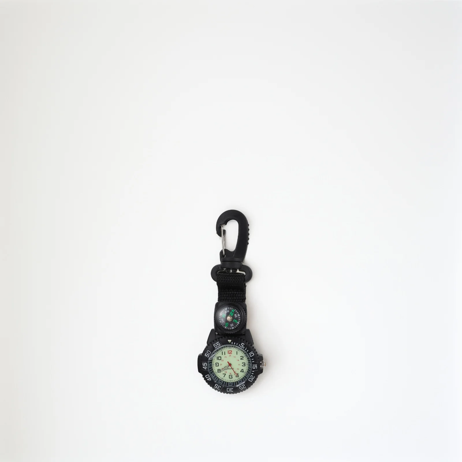 

Stylish Compass Pocket Watch Nylon Strap Carabiner Hanging Watch For Backpacker Outdoor Mountaineering Clip Durable Timepiece