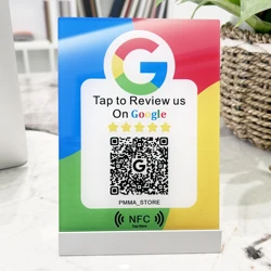 NFC Induction Acrylic Google Review QR Code Sign Customized Social Media Board