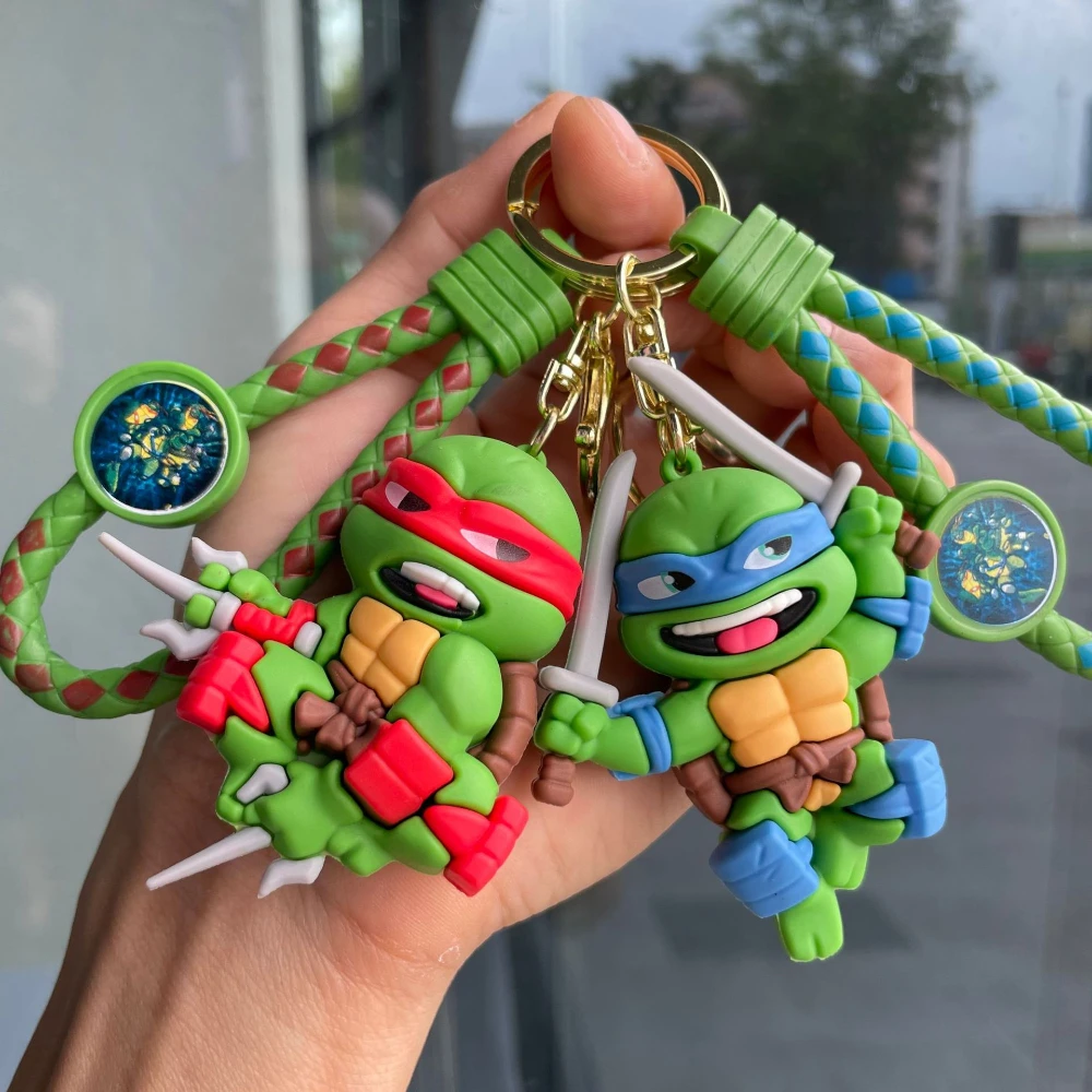 Ninja Turtle Figure Keychain Teenage Mutant Ninja Turtles Raphael Donatello Doll Keyring Car Key Bag Ornament Christmas Gift