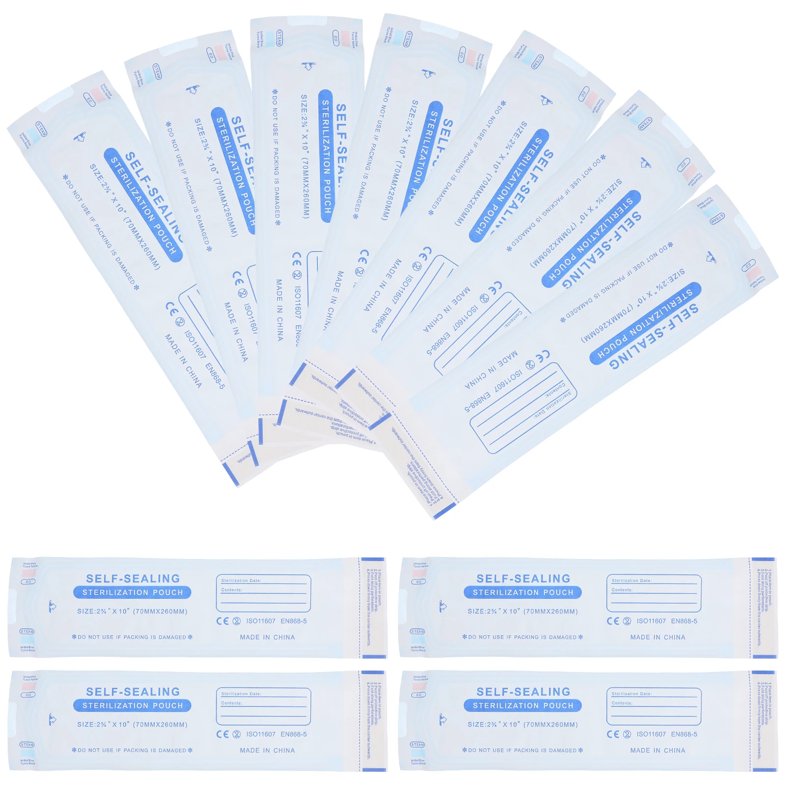 

200pcs Sterilization Bags Self Sealing Composite Film Dentist Tool Pouches Disposable Sterilizer For Safe