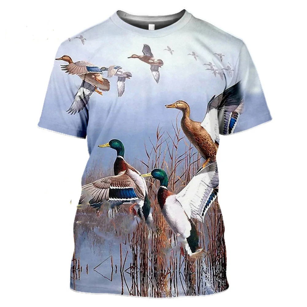 Duck Pigeon Hunting 3D Print T-Shirts Men Women Fashion Streetwear O-Neck Oversized Short Sleeve T Shirt Tees Tops Man Clothing
