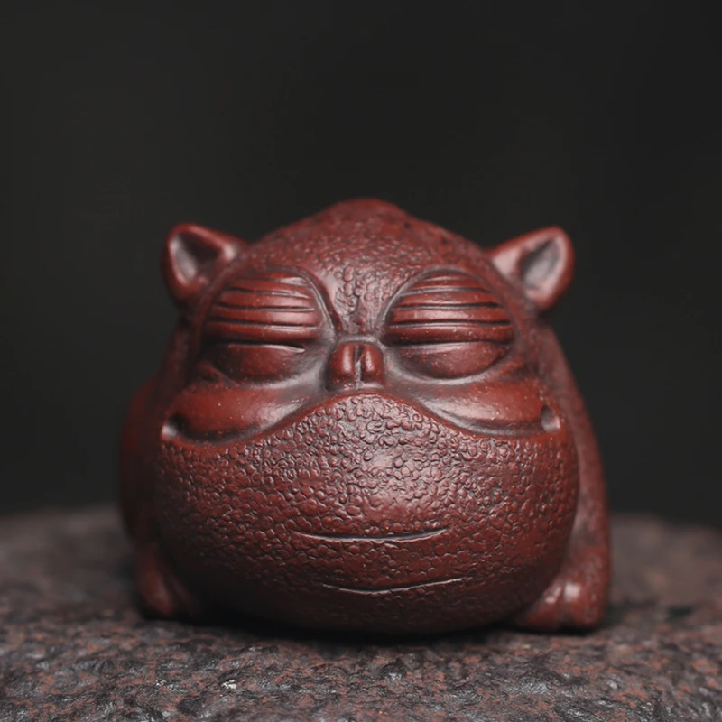 Fabulous Wild Beast Cute Red Tea Pet Spirit Figurines Tea Ceremony Utensils Chinese Room Decoration Accessories Zen Animal