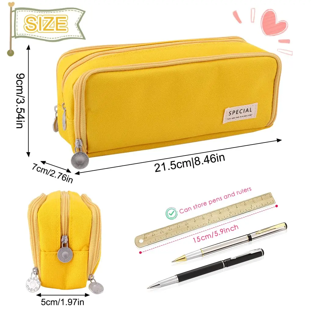 Pencil Case Large Space Storage 3 Compartment Pouch Double Side Opened Student Stationery Desk Organizer School Supplies view 3