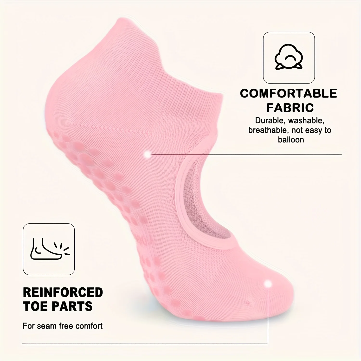 2 Pairs Women'S Non-Slip Pilates Yoga Socks - Open Toe with Arch Support, Breathable for Exercise, Ballet, Textured Grip Bottom
