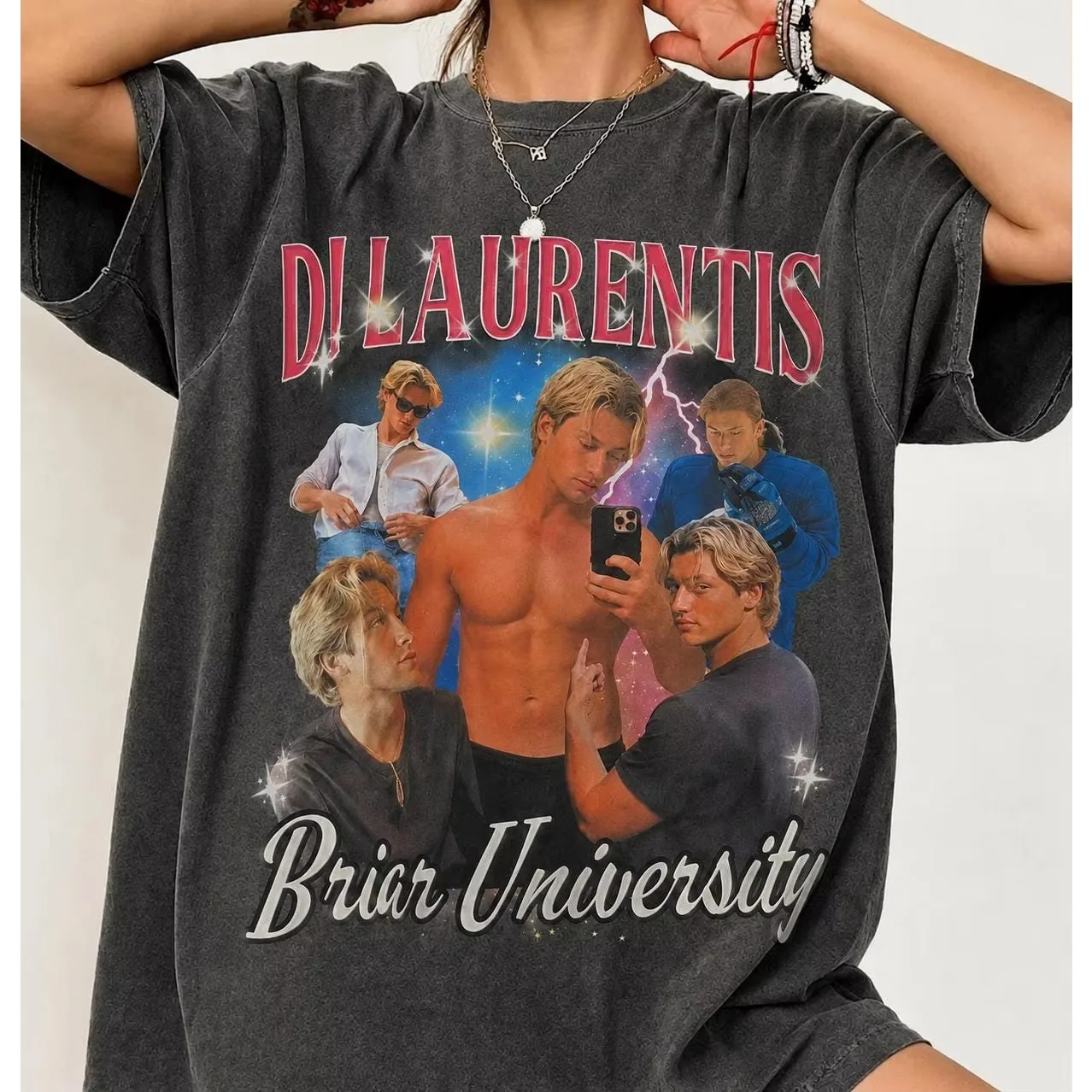 Summer Men's 2026 TV Off Campus Briar Dean Di Laurentis T-shirt with Retro Printed Pattern Y2K Fan Gift Short Sleeved Shirt