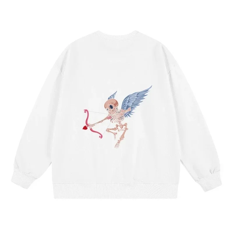 Spring Autumn Sweatshirt Skeleton Cupid Graphic Pullovers Trendy Streetwear Comfortable Loose Fit Fashion Casual Sportswear Y2K