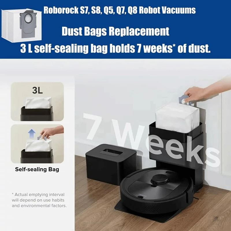 Мешки для пылесоса Roborock Q5 Q5 + Q7 Q7 + Q7 Max Q7 Max + S7 Maxv Ultra S8 + S8 Pro, 18 шт./упаковка