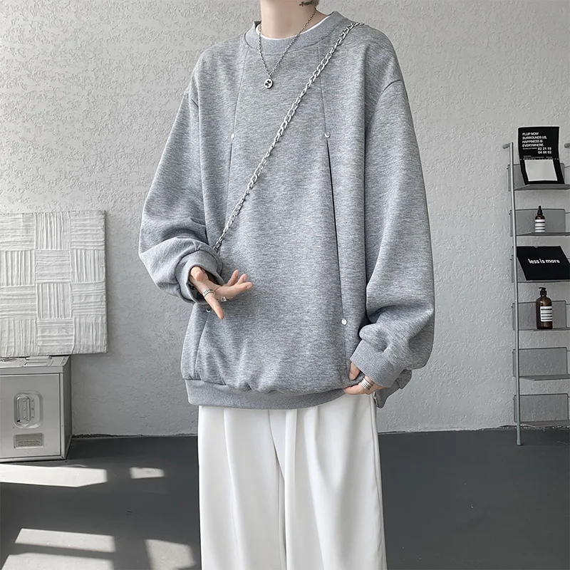 Unisex Oversized Color Block Patchwork Sweatshirt round Neck Couple Matching Streetwear Tops M-XXXXXL Split-Seam False Two-Piece