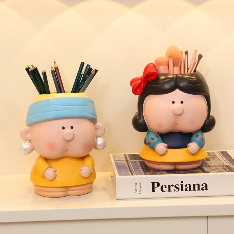 

Creative Cartoon Characters Makeup Brushes Storage Box Pen Holder Tabletop Ornaments Birthday Present for Girls Friends Children