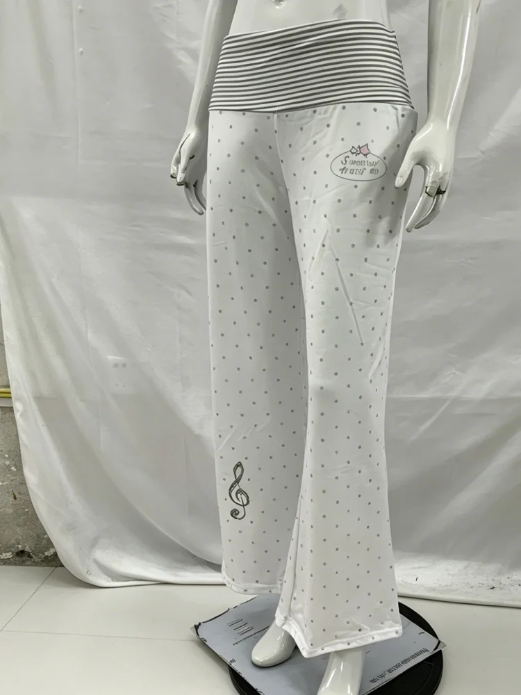 Y2k vintage aesthetic new style polka dot white casual pants women's pants versatile high waist slimming micro flared pants - view 6