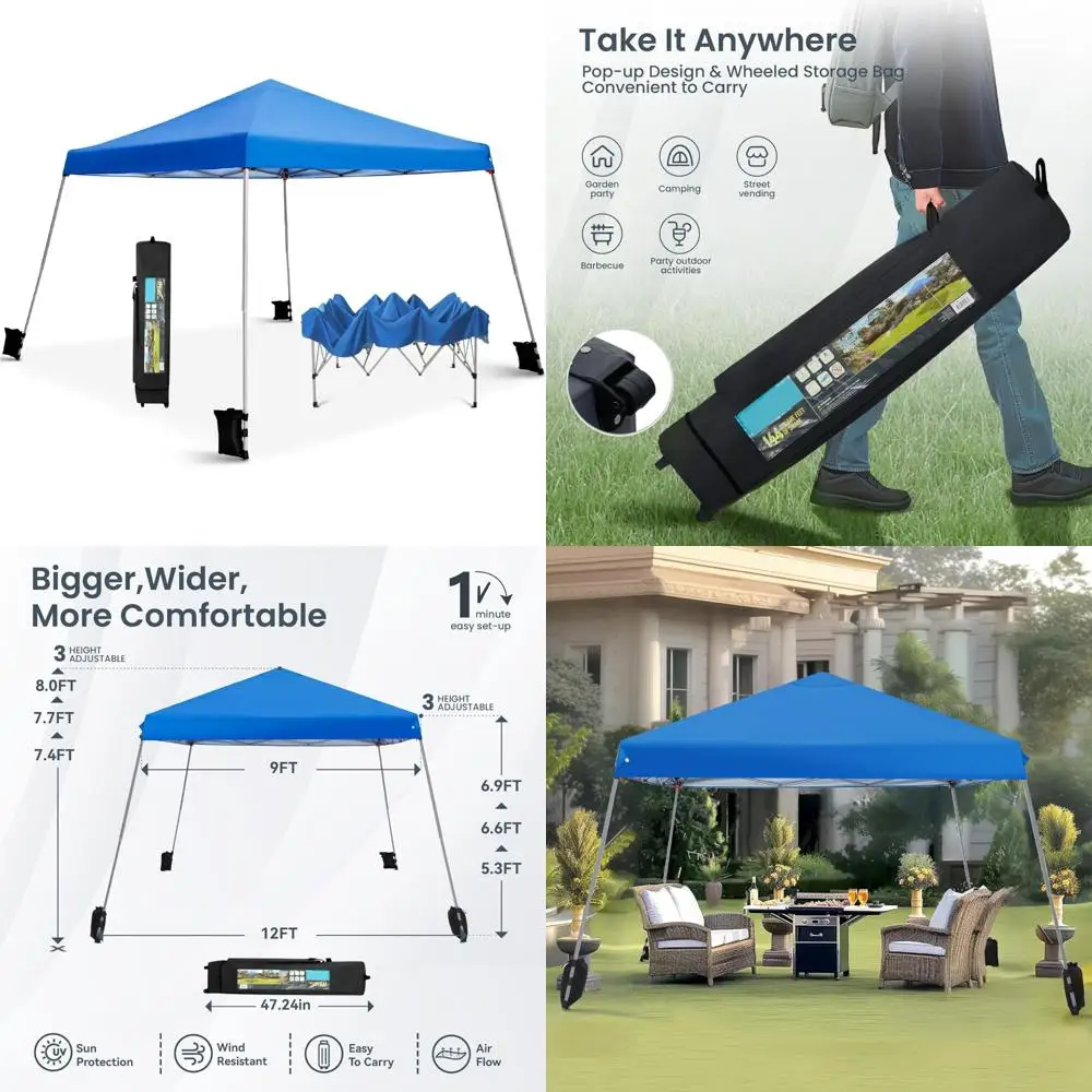 

12x12 UV Block Slant Leg Canopy for Outdoor Patio Garden with Hardware Kits, Blue, Ideal for Shade at Events