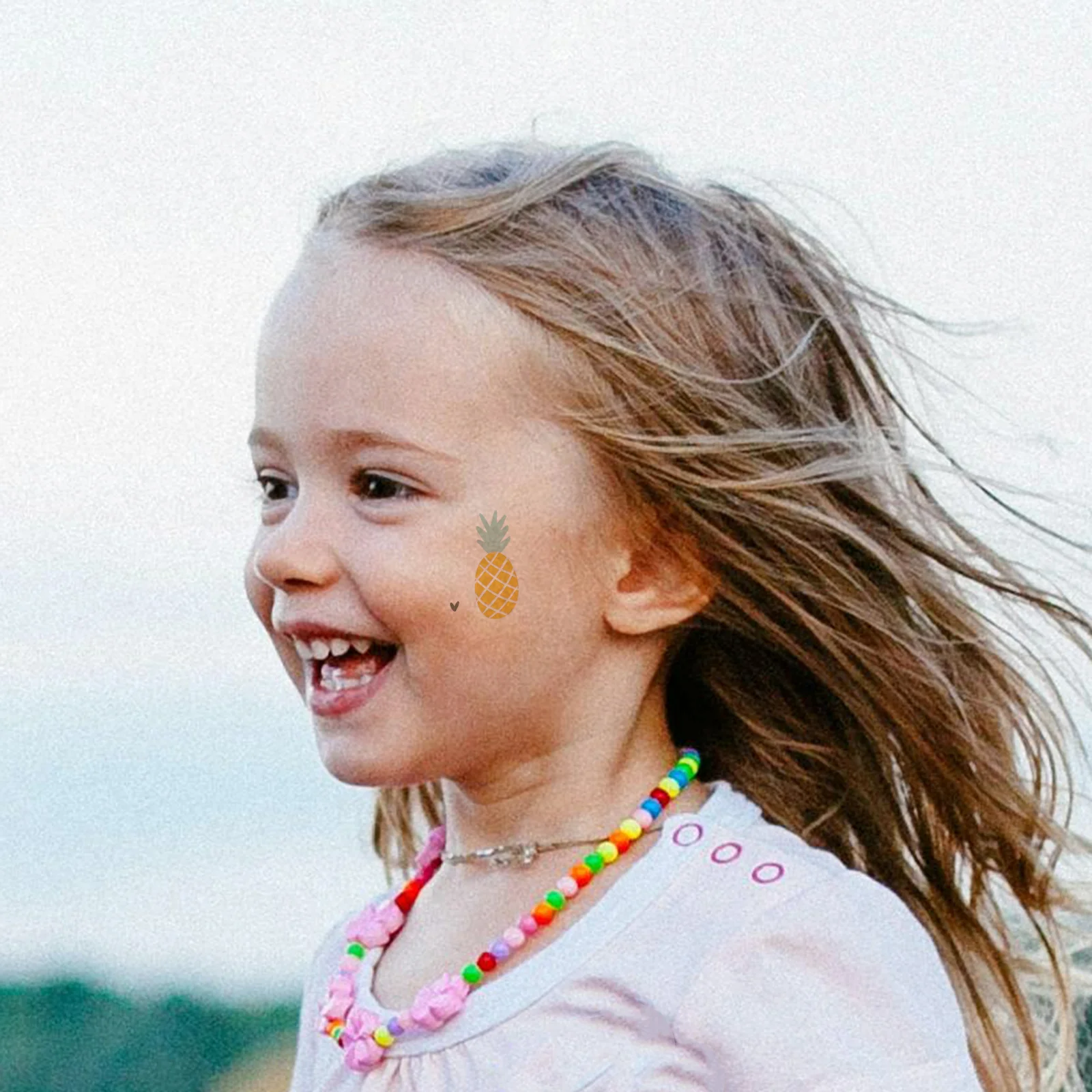 10Pcs 방수 바디 문신 만화 파인애플 스티커 사랑스러운 에코 임시 스티커 어린이를위한 재미있는 장식