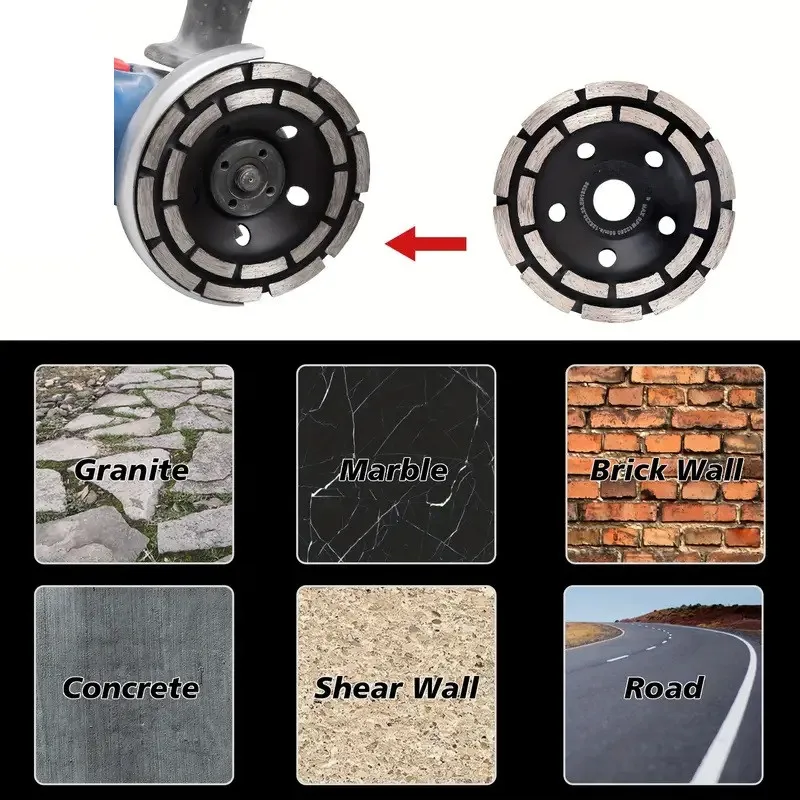 كأس الماس عجلة طحن الخرسانة 125 مللي متر 100 مللي متر صف مزدوج الماس زاوية طاحونة كأس القرص للخرسانة حجر السيراميك توربو