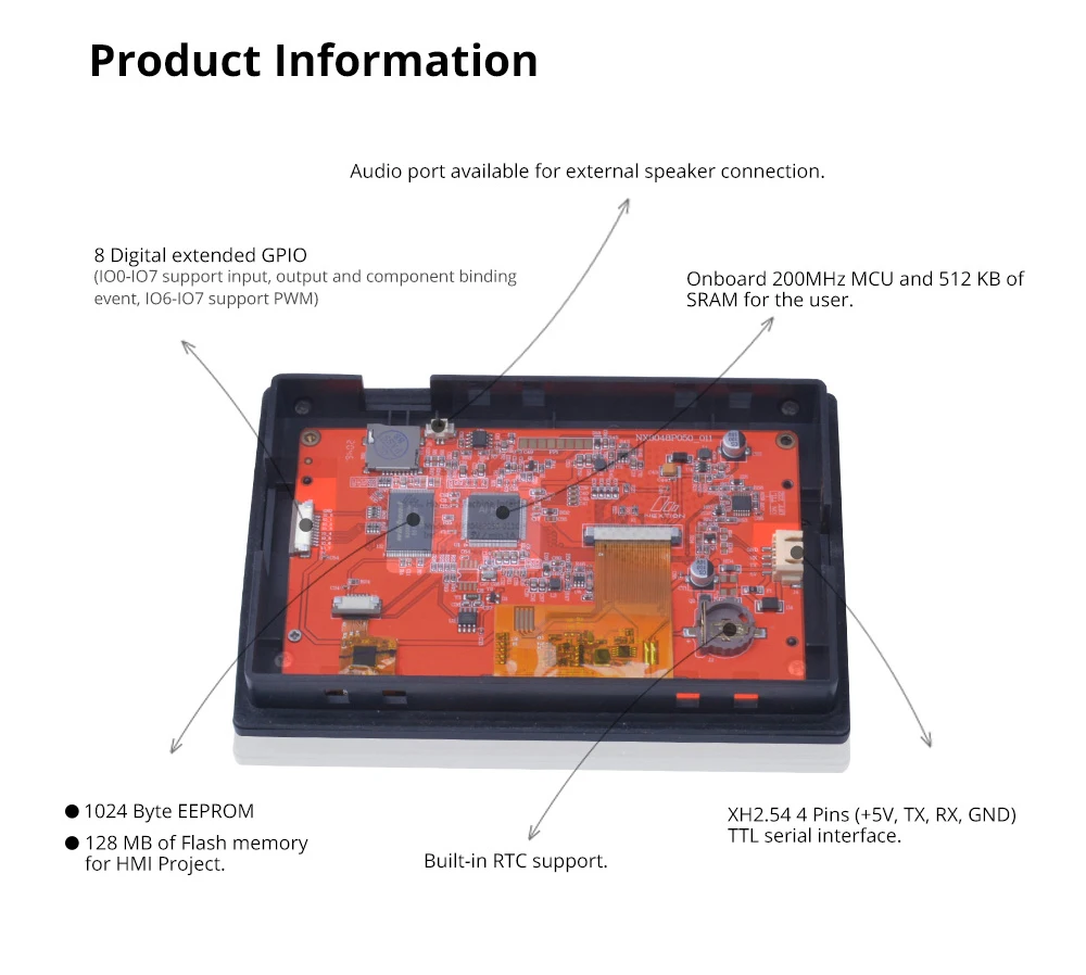 Imagem -02 - Nextion 5.0 Capacitive Tela Sensível ao Toque Capacitivo Hmi Nextion Série Inteligente Nx8048p050011c sem Cerco