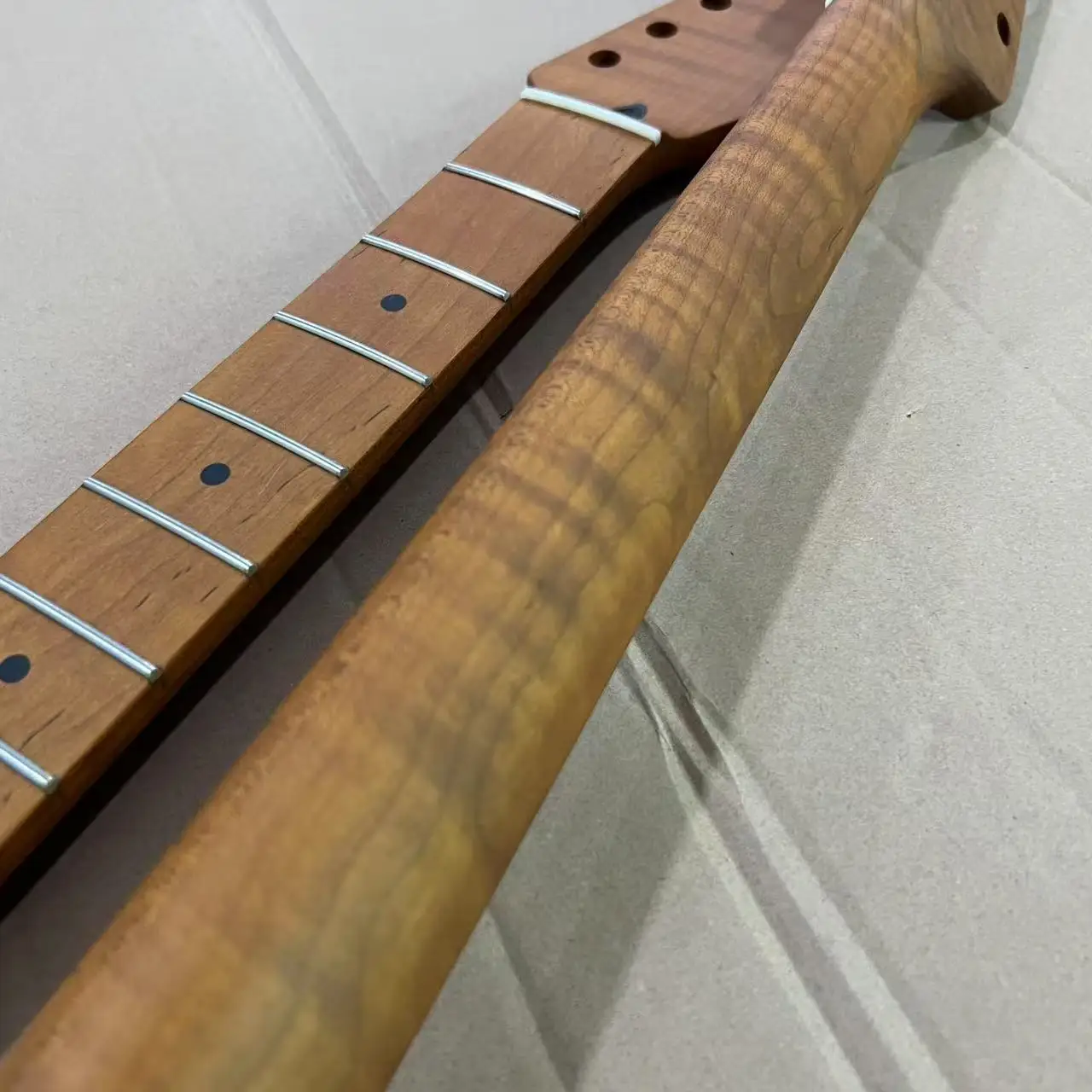 Flame Maple Guitar Neck for ST/TL Style - Gloss/Matte Finish - Premium Replacement Neck - Fast Shipping