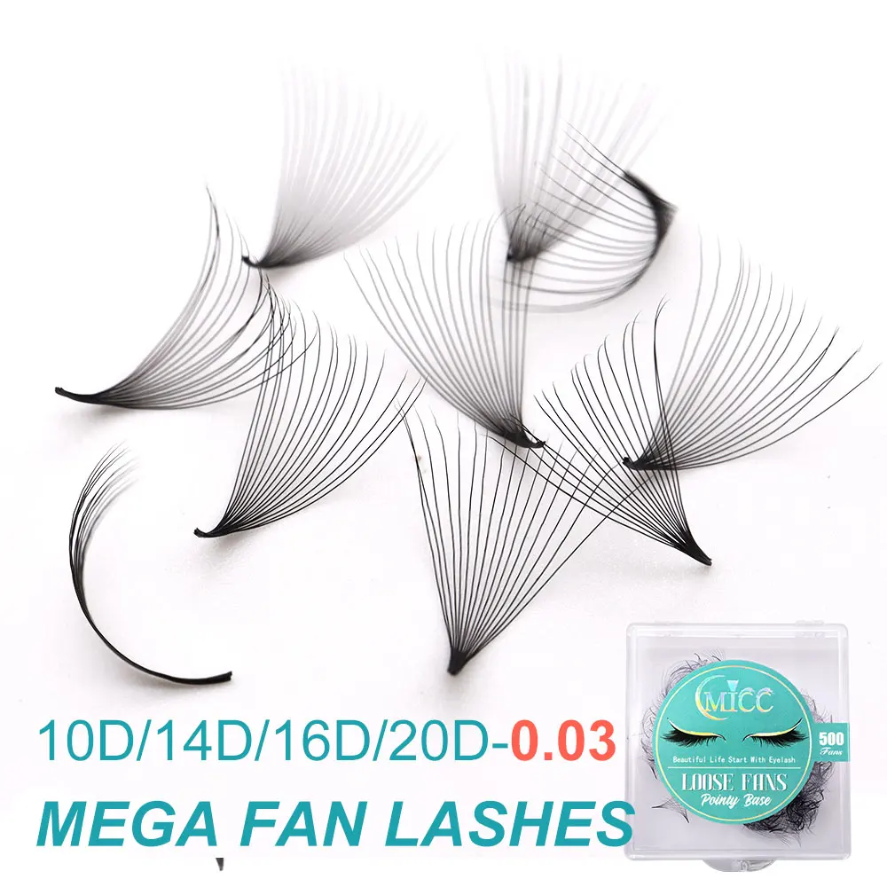 

10D 20D 0.03 Thickness Pointy Base Sharp Slim Narrow Stem Mega Russian Volume Loose Fans Thin Russia Volume Lashes Extensions