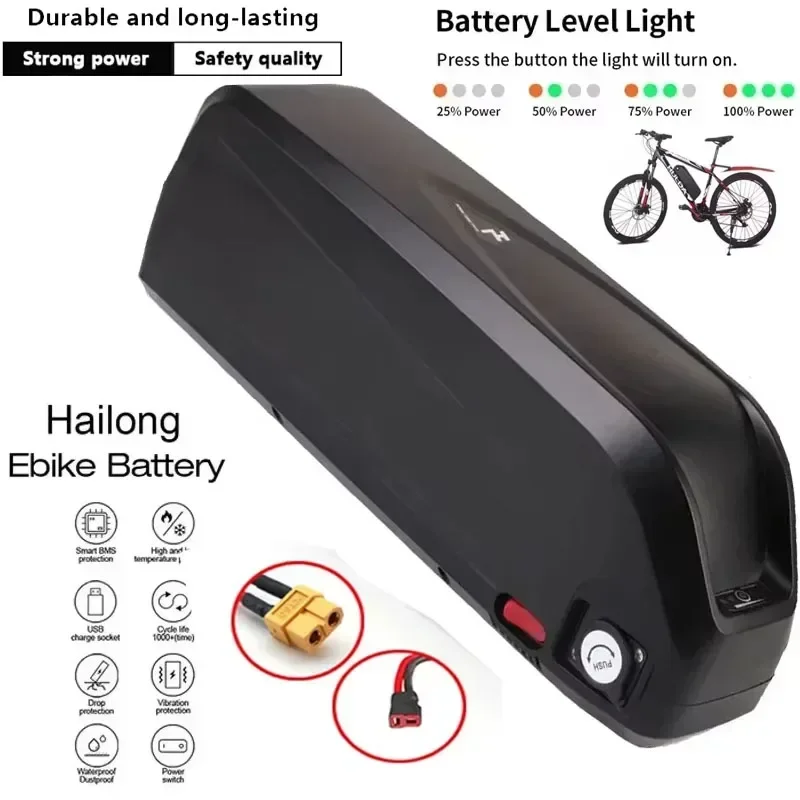 Ebike Battery Hailong 48V 36V 52V 20Ah 30Ah 21700 18650 Lithium Electric Bicycle Batteria for 1000W 750W 500W 350W 250W Motor