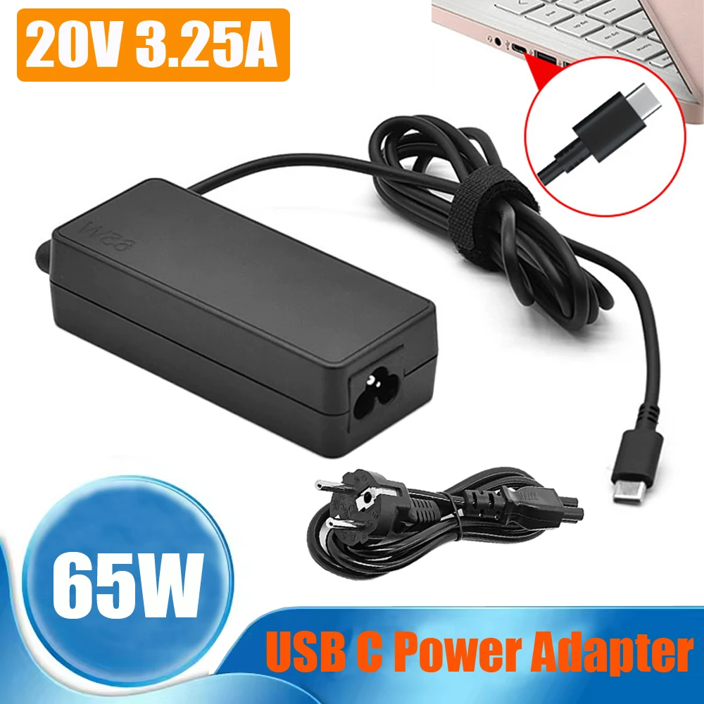 65W 20V 3.25A USB C Power Adapters For Lenovo ThinkPad Laptop Type C Charger Adapter  Fast Power Charging TYPE C Laptop Charger