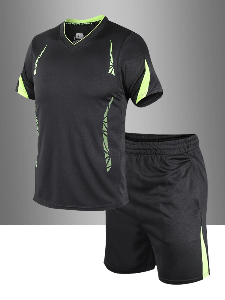 

Мужской летний комплект из двух предметов: дышащая, быстросохнущая, тонкая, свободная, универсальная спортивная одежда (футболка с коротким рукавом и шорты)