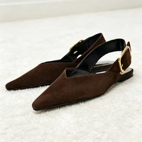 Luxury Designer Flats for Women Fashion Metal Buckle Back Strap Design Faux Suede Loafers Comfortable Outdoor Casual Shoe Ladies - Image 2