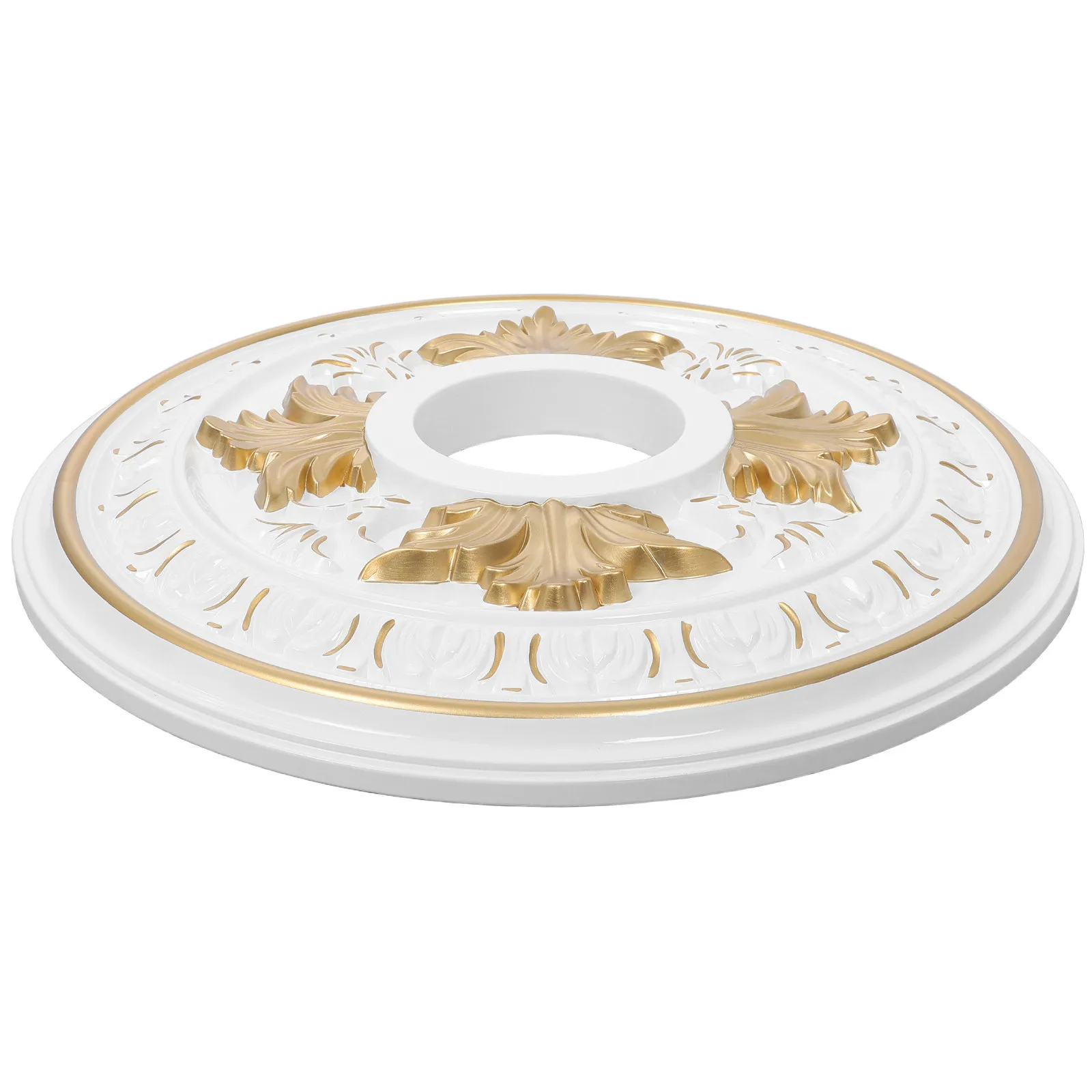 PU Ceiling Medallion Ornate Chandelier Cover 15.6 Od 4. Embossed European Ceiling Trim Decorative Plate for Light Fixtures