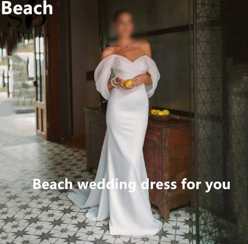 Praia querida sem mangas sem costas cetim sereia vestidos de casamento vestido de noiva vestidos de noiva vestidos de novia 2024