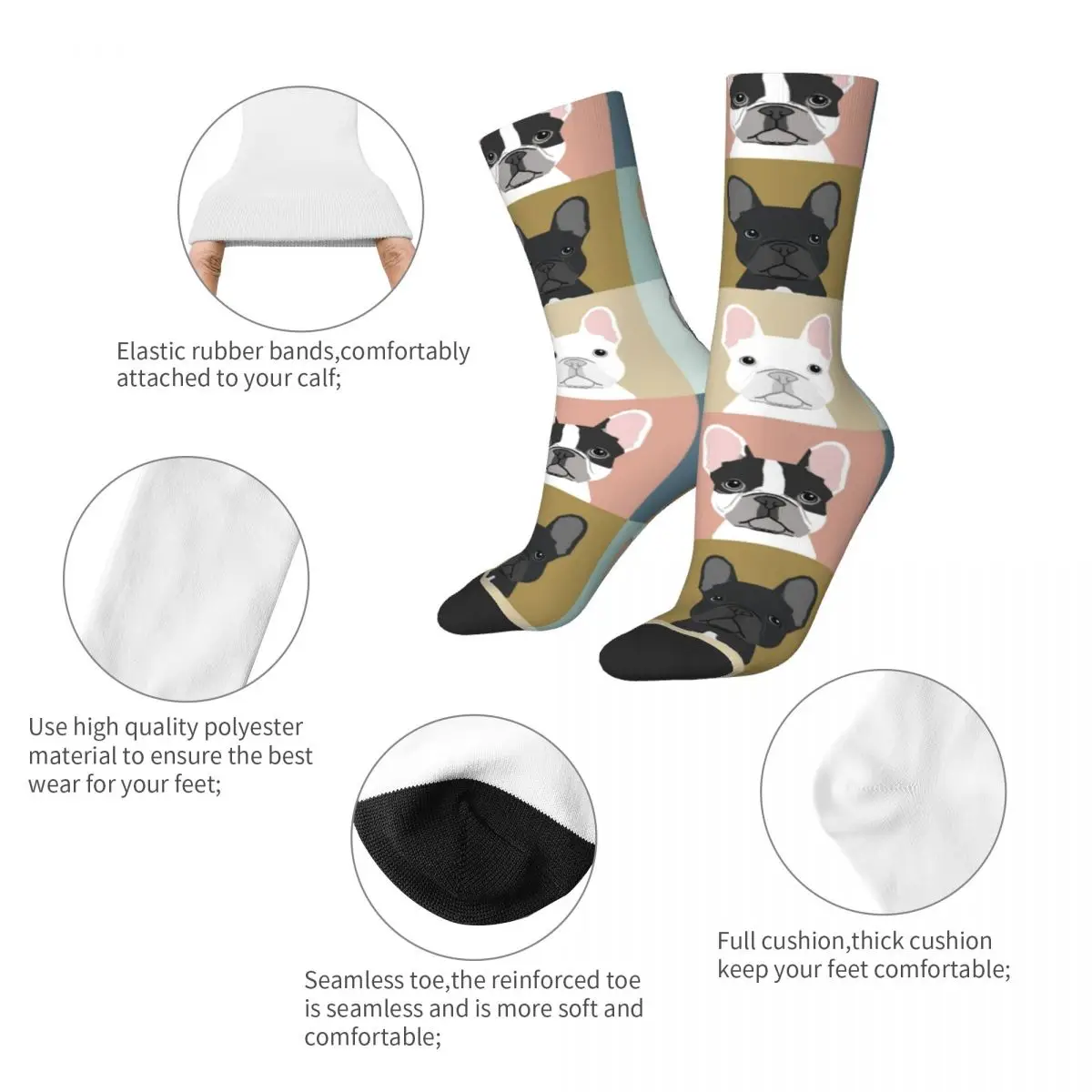 Pháp Bulldog Chân Dung Tình Yêu Động Vật Thú Cưng Con Chó Con Tất Nam Nữ Thời Trang Tất Bông Tai Kẹp Xuân Hạ Thu Đông Cổ Quà Tặng