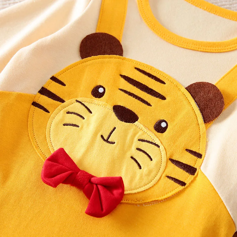 Baby Clothing Casual Clothes Fashion pretty sleeve Outfit Solid Boy yellow Cartoon 100% Cotton Long Sleeve  2/5000  tiger