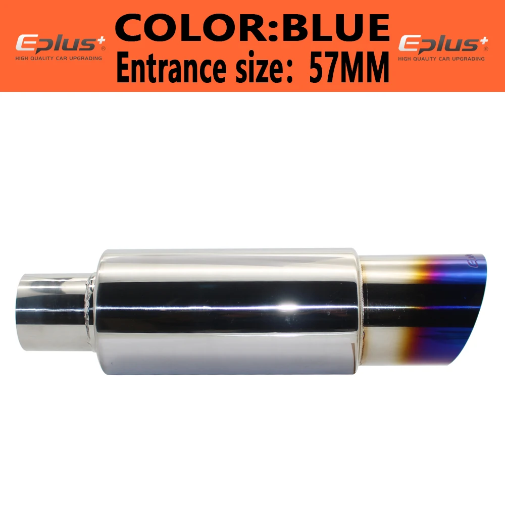EPLUS Auto & Motor Uitlaatpijp Demper Eindpijp Universeel Hoge Kwaliteit RVS 51 57 63MM Uitlaatsysteem Eindafschuining - afbeelding 1