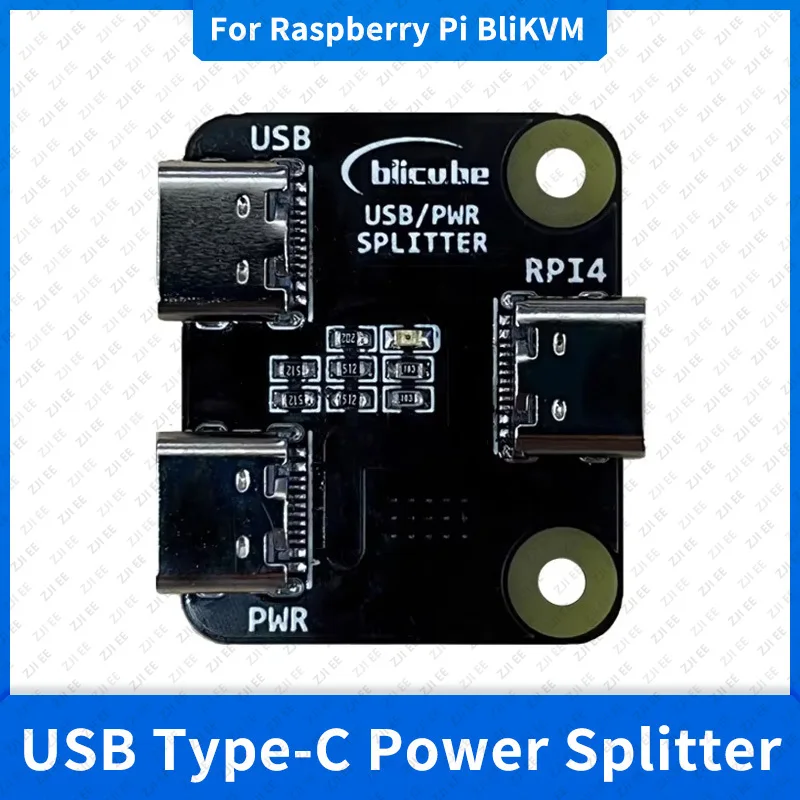USB Power Splitter for Raspberry Pi Board BliKVM KVM Over IP HDMI-Compatible 1 IN 2 CSI Type-C Interface Power Adapter