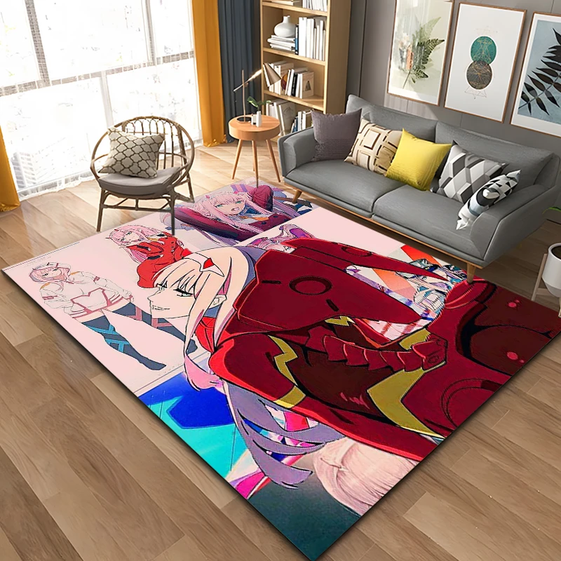 Anime Zero-Two DARLING In The FRANXX Area Rug,Carpet Rug for Living Room Bedroom Sofa Doormat Decoration, Kid Non-slip Floor Mat