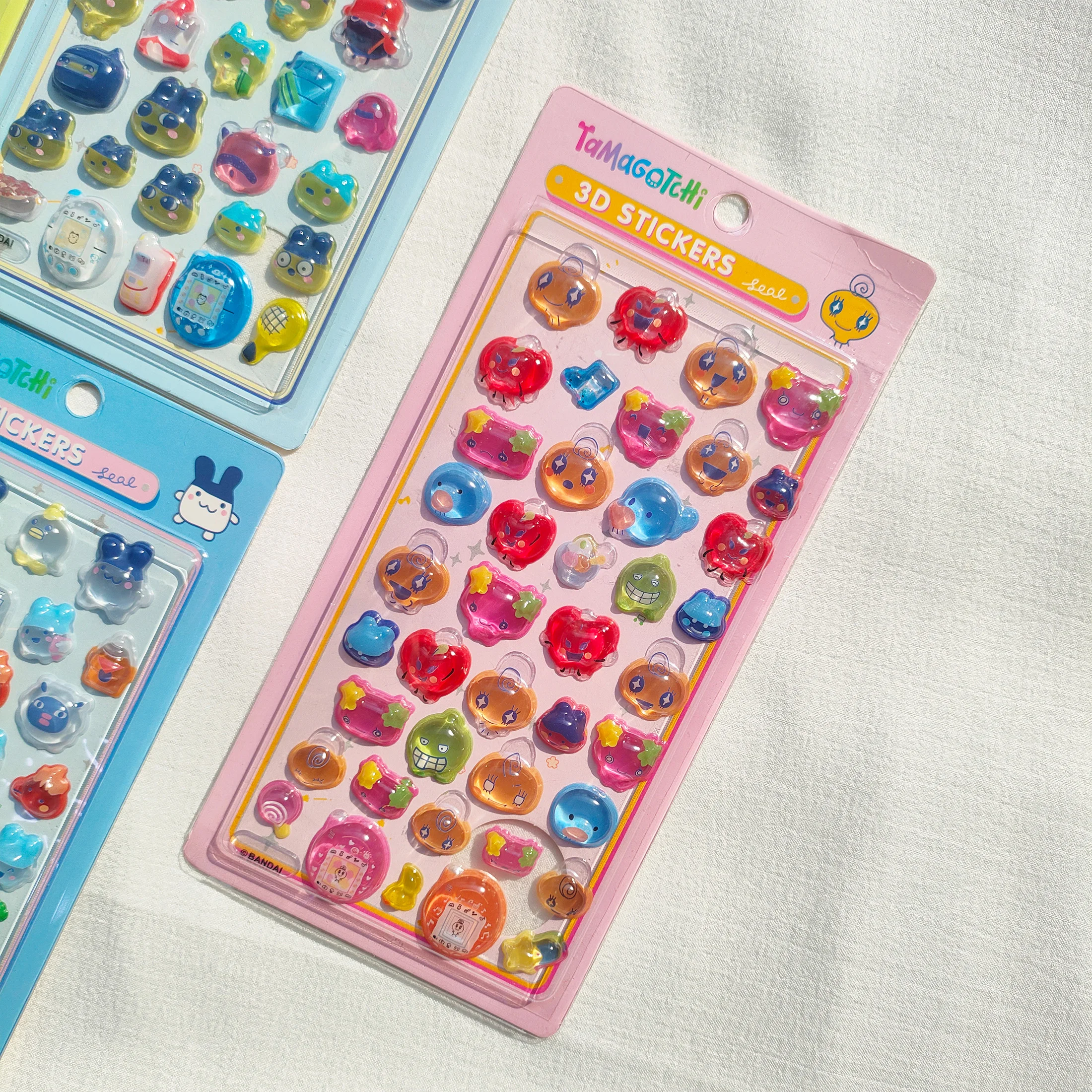 다마고치 3D 입체 스티커 - 투명 크리스탈 아크릴 데칼, 잔여물 없는 장식 선물, 아이들 소녀들을 위한 귀여운 만화 DIY