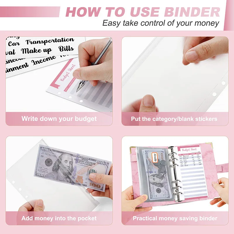New Budget Plan Notebook A6 Cash Envelope Saving Money 6 Holes Binder for Financial Management A6 Loose-leaf Notebook Binder - view 5