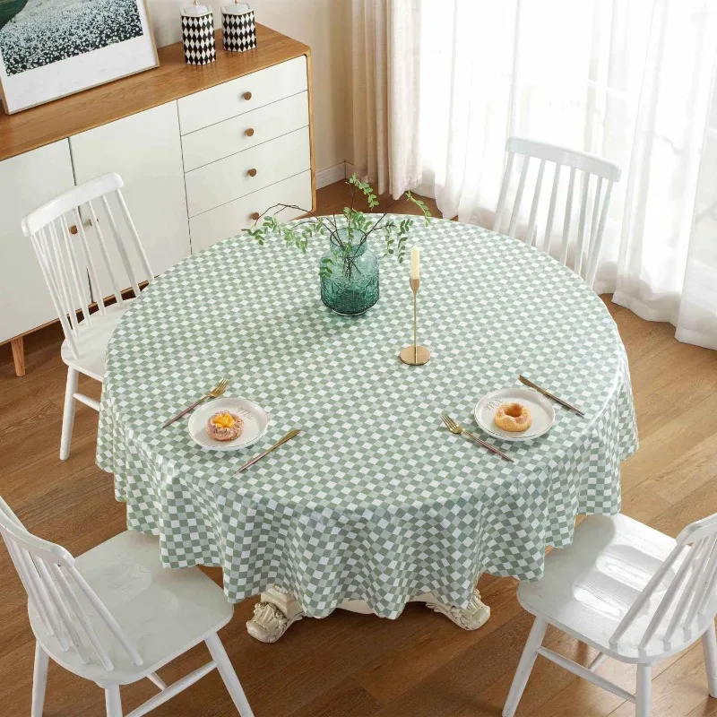 Fresh Style Yarn Round Tablecloth PVC Thickened Circular Table Cloth Waterproof Oil Resistant No Cleaning Required Table Mat