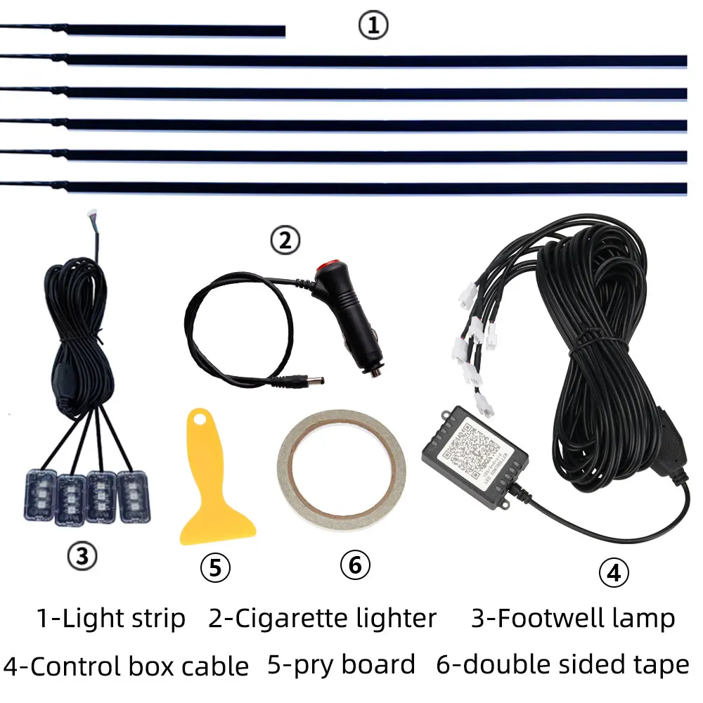 Lampu dekorasi Interior mobil RGB, lampu dekoratif Interior, lampu suasana, lampu mobil serat optik panduan RGB 9/10 dalam 1