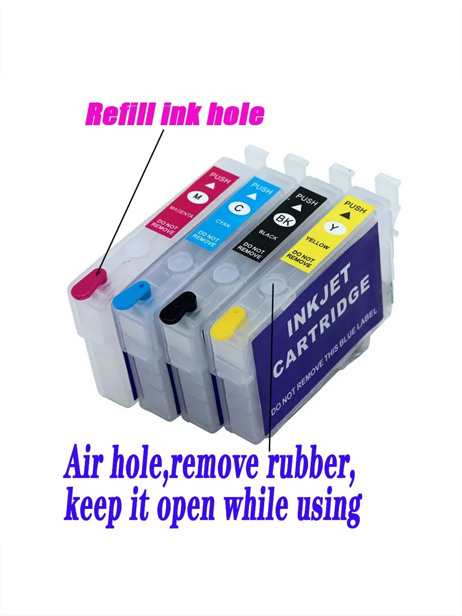 Cartouche d'encre de recharge 502XL 29XL 18XL 220 16XL 603XL 604XL 503XL 212XL, sans puce, pour imprimantes Epson XP 2200 2205 3200 3205, 4 pièces