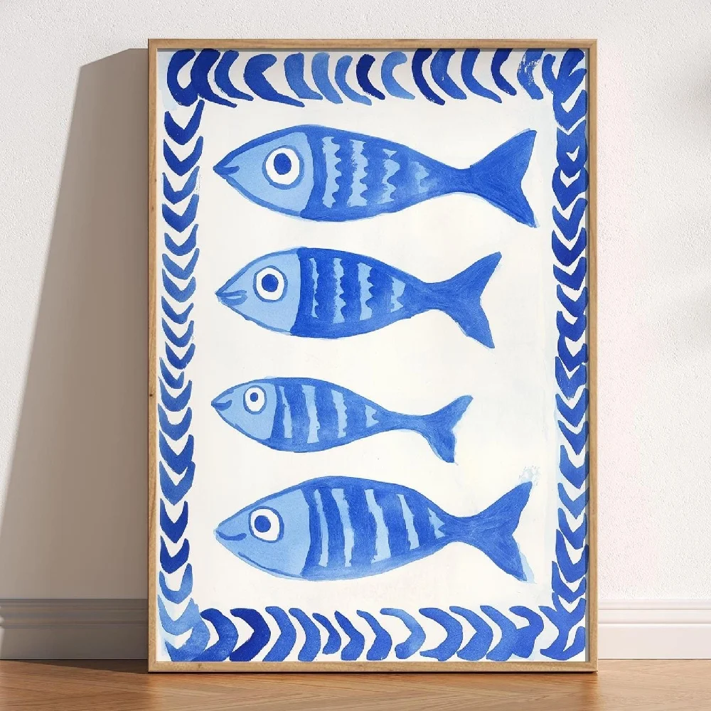 Retro Kitchen Food Coffee Fish Seafood Chili Quirky Cooking Canvas Painting Wall Art Poster Picture Home Decor Mural Cuadros