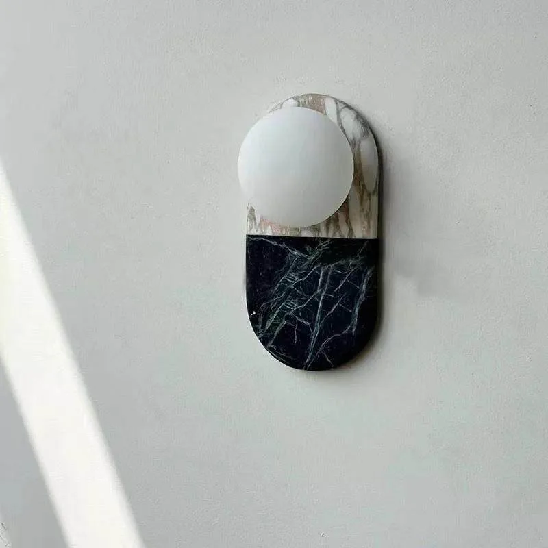 100% Natural Marble Wall Lamp, French Wabi Sabi Style for Living Room, Bedroom & Hallway
