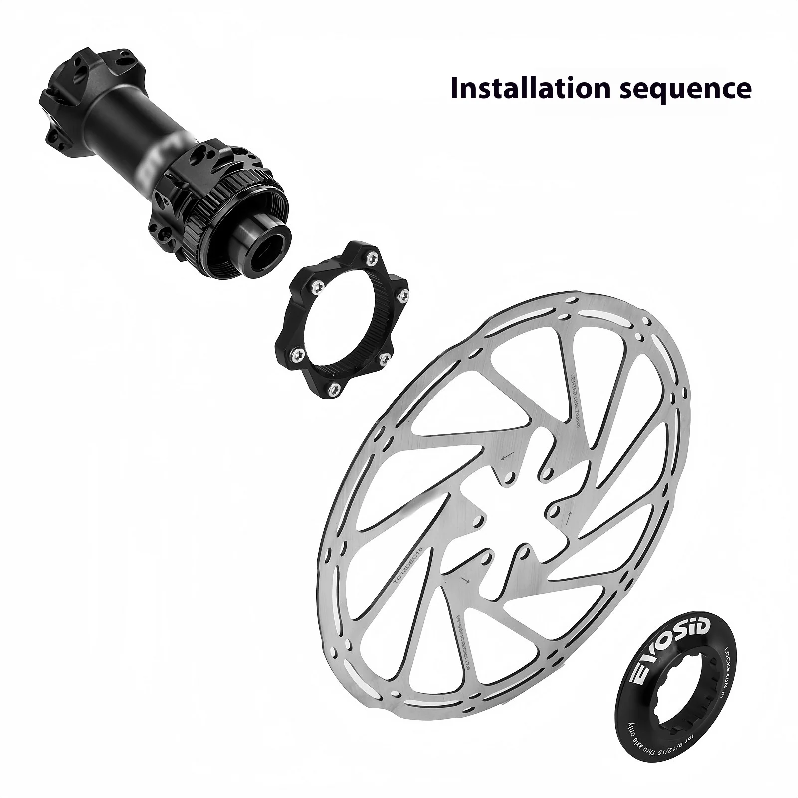 EVOSID Disc Brake Adapter 6-Bolt to Center-Lock CNC Alloy Thru-Axle Conversion Kit for MTB/Road Bike Hub Disc Mount​