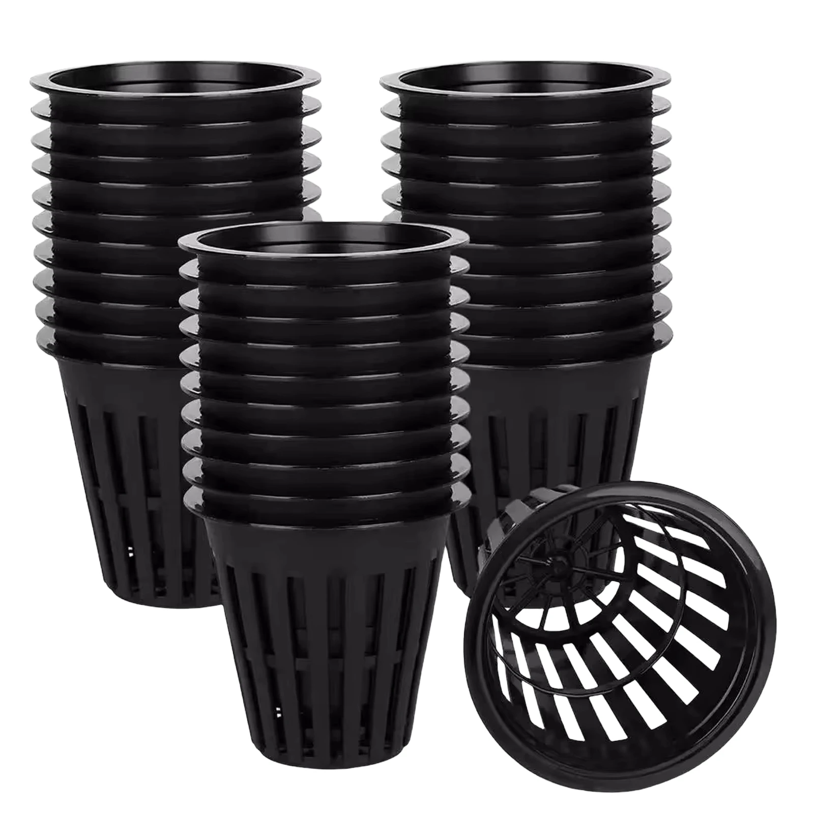 50 Pack Hydroponic Plant Net Cup Garden Plastic Slotted Planting Basket Soilless Cultivation Grow Cups For Vegetable Flower